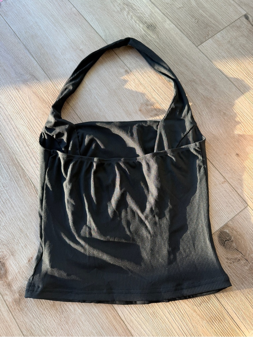 Black Ribbed Halter Top Bag - Picture 2 of 3